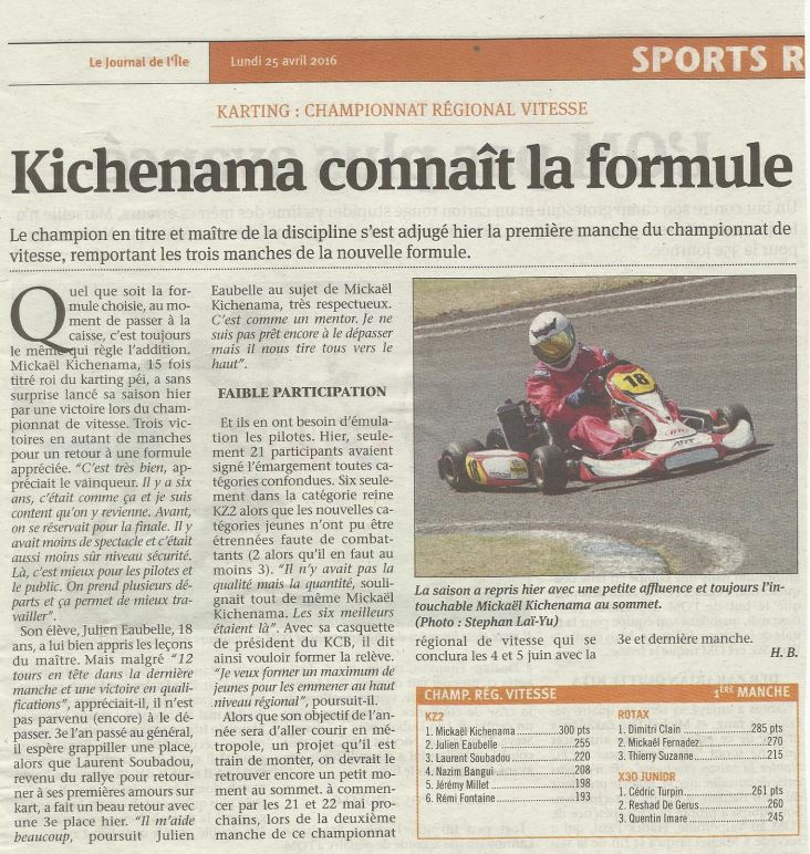 Karting : Jir du 25/04/2016