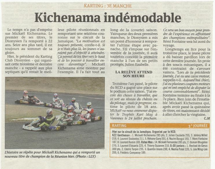 Karting : Kichenama Champion de la Réunion